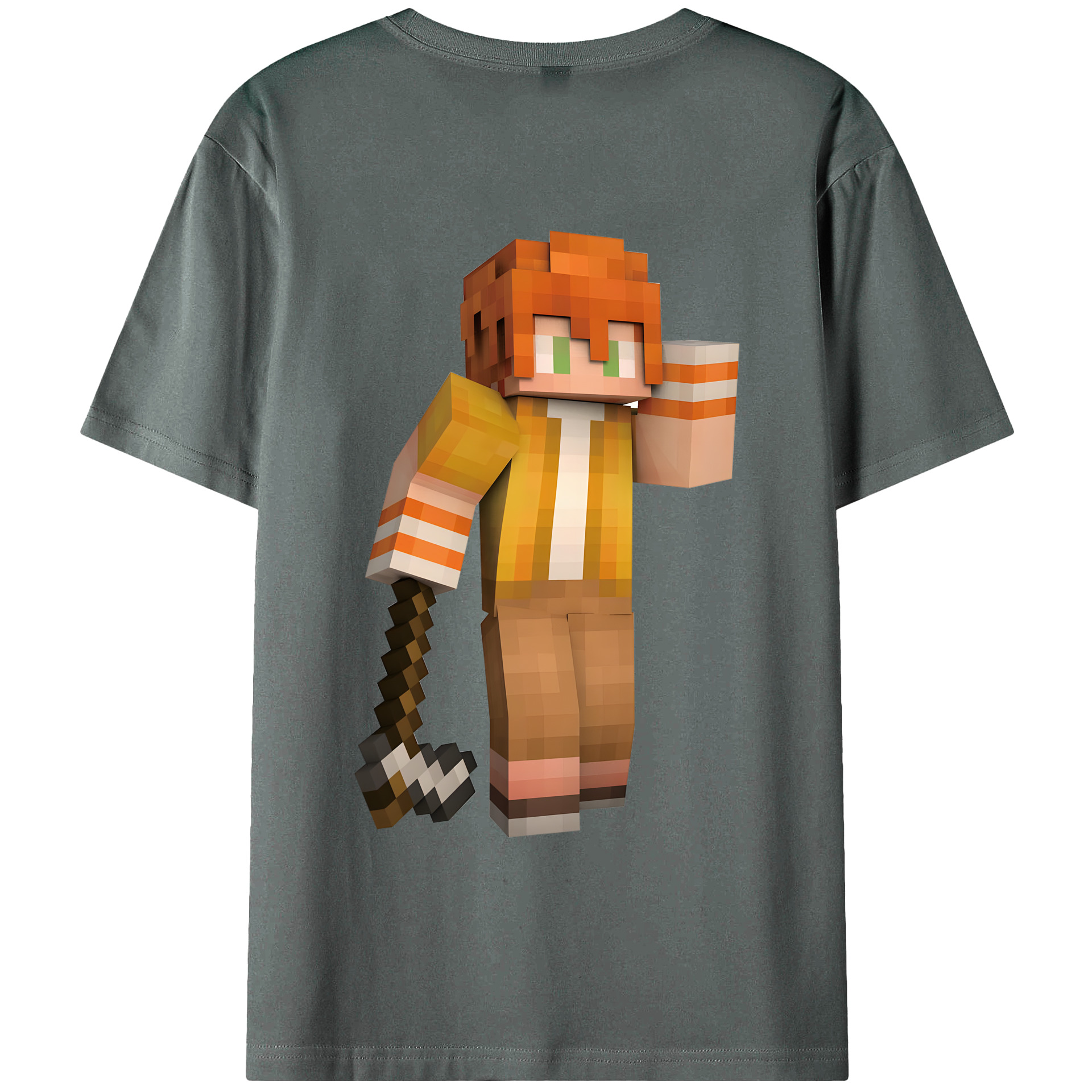 （画像用） マインクラフト ブロックの世界 Minecraft MC Block world 綿100％ メンズ半袖Tシャツ（バックプリント） 通気性